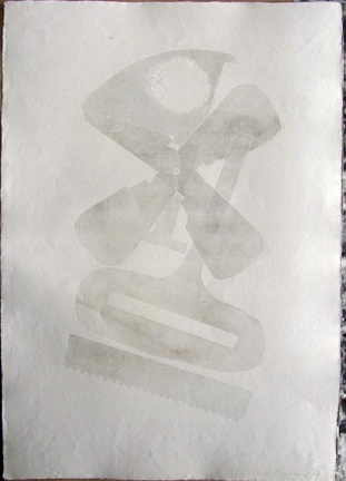 1966, 540×340 mm, reliéfní tisk, tiskařská barva, papír, kolážová grafika, sig.