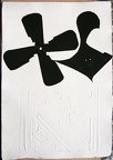 1967, 600×420 mm, reliéfní tisk, tiskařská barva, papír, kolážová grafika, sig. MG Brno