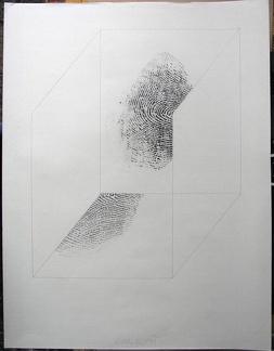 1973, 650×500 mm, frotáž, tužka, papír, sig.