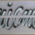 1978, 360×670 mm, sprej, prořezávaný papír, sig., rub