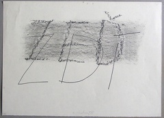 1975, 260×360 mm, frotáž, tužka, papír, sig.