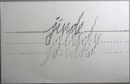 1977, 320×520 mm, frotáž, tužka, papír, sig.