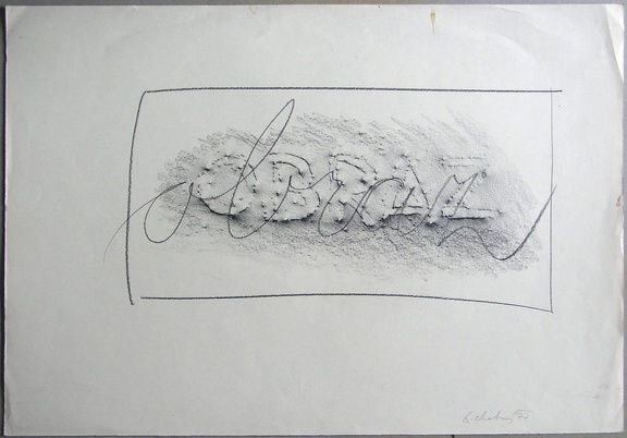 1977, 360×520 mm, frotáž, tužka, papír, sig.