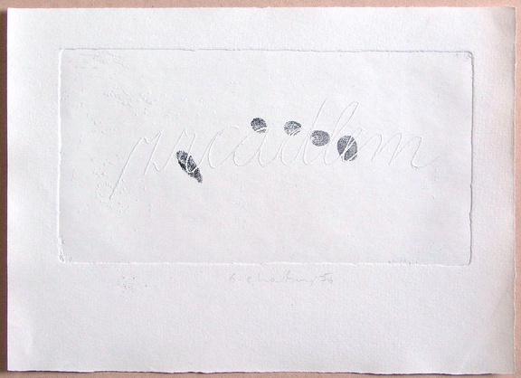 1976, 110×210 mm, reliefní tisk,otisk ruky, barva, papír, Zrcadlem, sig.