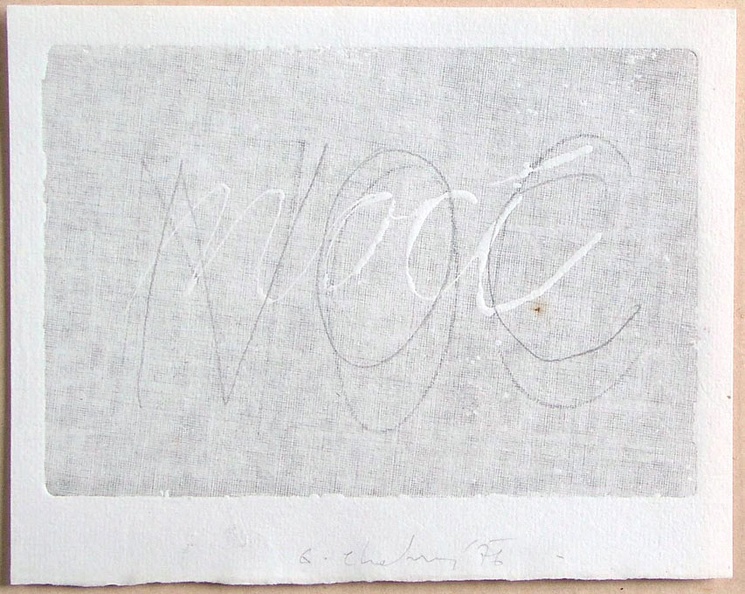 1976, 120×180 mm, reliefní tisk, barva,  tužka, papír, Nocí, sig.