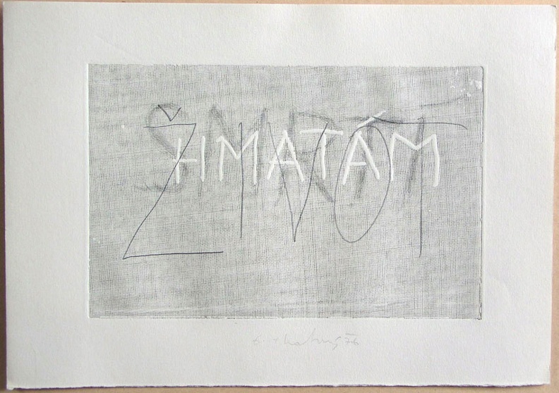 1976, 140×210 mm, reliefní tisk, barva, tužka, papír, Hmatám, sig.