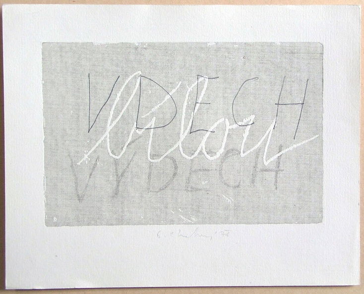 1976, 140×210 mm, reliefní tisk, barva, tužka, papír, Bílou, sig.