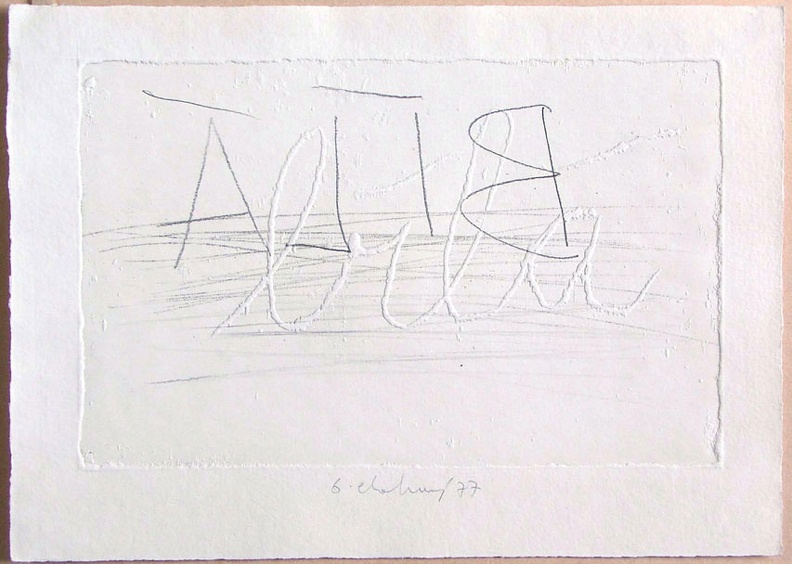 1976, 140×210 mm, reliefní tisk, tužka, papír, Bílá, sig.