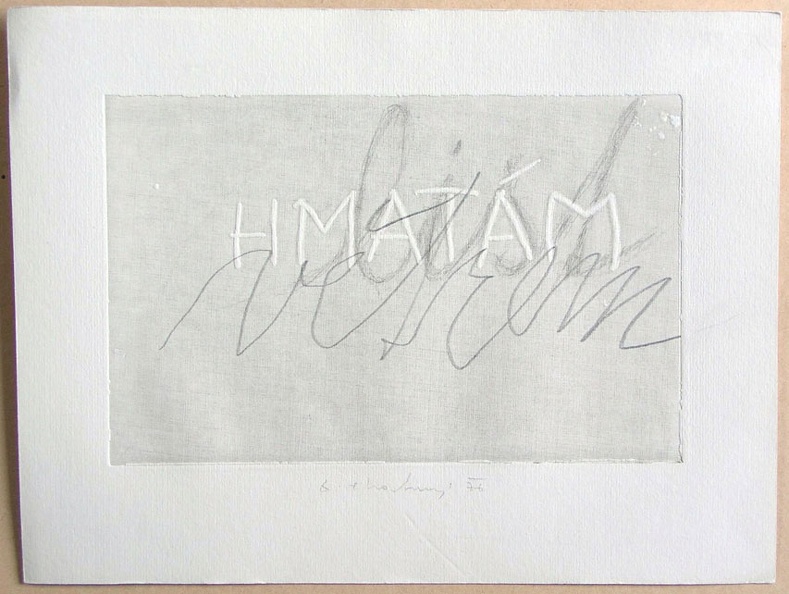 1976, 140×210 mm, reliefní tisk, tužka, papír, Hmatám, sig.
