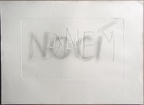 1976, 185×310 mm, reliefní tisk, tužka, papír, Jsem, sig.