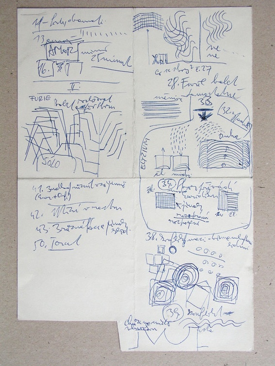 skicy 1968-75, kuličkové pero, papír
