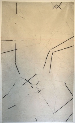 1990, 1520×940 mm, akryl, tužka, netkaný textil, sig.