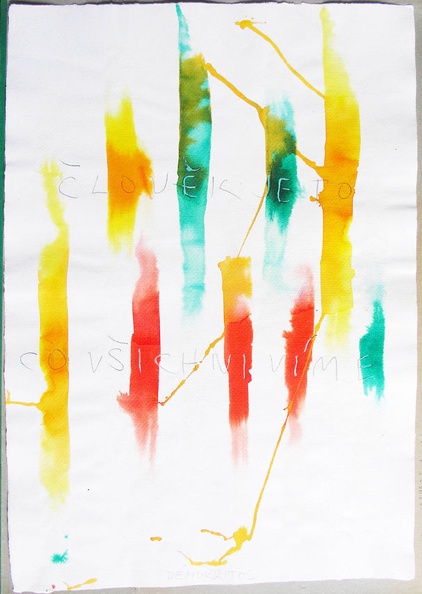 1991, 590×420 mm, tužka, barevné tuše, papír, sig.