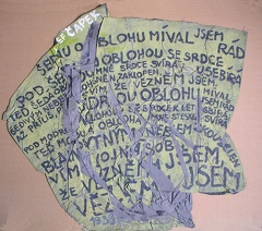 1987, 430×550 mm, akryl, skládané plátno, sig., rub