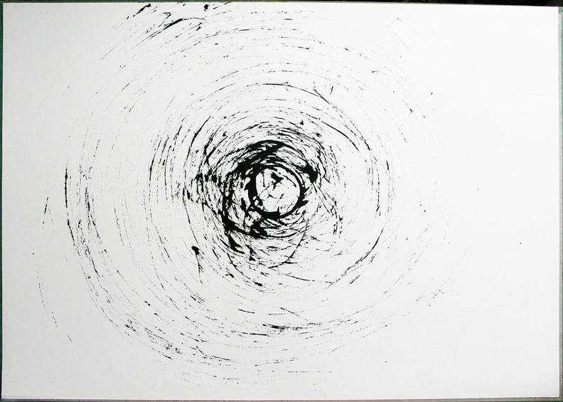 1993, 430×625 mm, akryl, papír, Kresba železnými pilinami magnetem, sig.