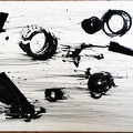 1991, 590×835 mm, akryl, tužka, papír, Kresba s překážkami, sig.