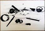 1991, 600×840 mm, akryl, tužka, papír, Kresba s překážkami, sig.