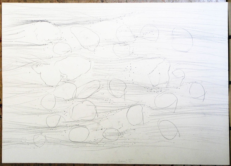 1992-93, 700×1000 mm, tužka, papír, Kresba s překážkami, sig.