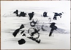 1992, 480×720 mm, akryl, tužka, papír, Kresba s překážkami, sig.