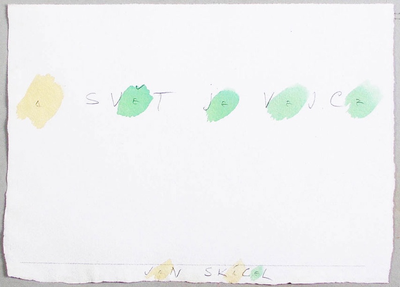 1992, 210×300 mm, tužka, barevné tuše, papír, J. Skácel, sig.