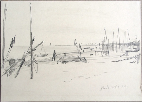 1957, 300×420 mm, tužka, papír, Polské pobřeží, sig.