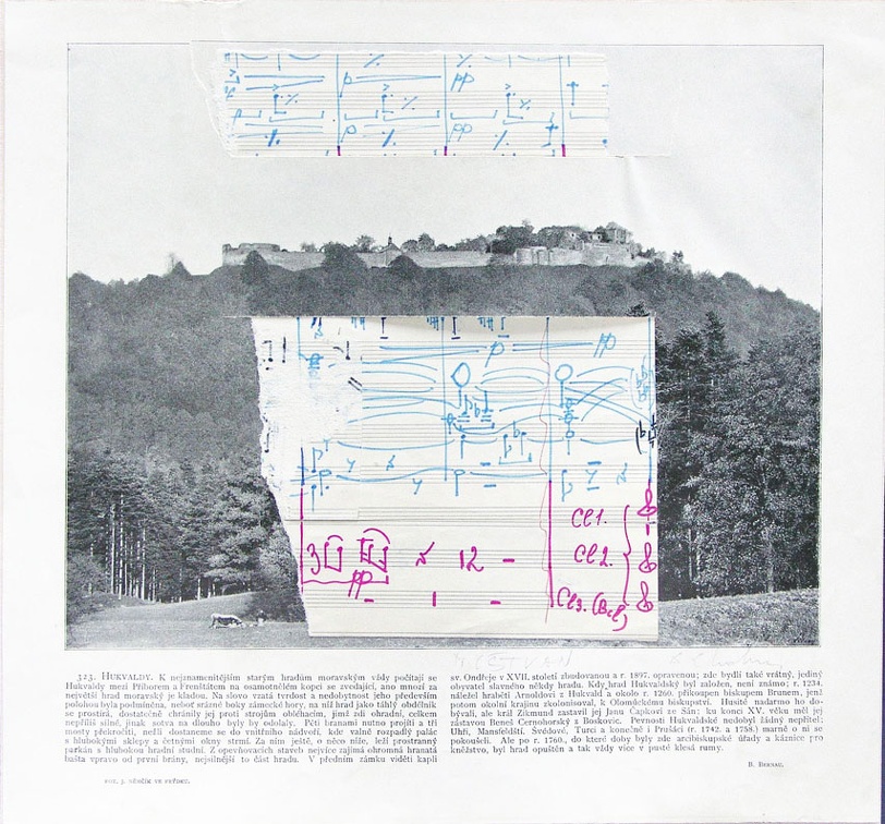 1977, 280×300 mm, reprodukce, partitura M. Ištvána, koláž