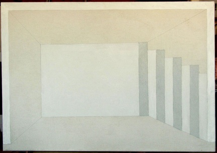 1972, 1996, 57×81,5 cm, akryl, tužka, plátno, Korelace prostoru, sig. 