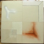 1972, 59×59 cm, akryl, tužka, pastelka, plátno, Stropy-podlahy, sig.,