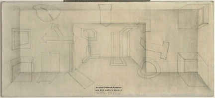 1973, 44,5×98 cm, plátno, akryl, tranzotyp, tužka, Projek tlakové disperze pro Dům umění v Brně, sig., soukr. sb. 87