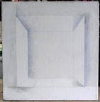 1975, 38×38 cm, plátno, akryl, tužka, Korelace prostoru I, sig.
