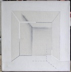 1976, 38×38 cm, akryl, plátno, tužka, Korelace prostoru I., sig.