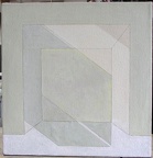 1976, 38×38 cm, akryl, plátno, tužka, Korelace prostoru IV., sig.