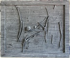 1992, 53,5×64,5 cm, sololit, kameny, akryl, tužka, větve, sig.