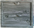 1992, 53,5×64,5 cm, sololit, kov, květináč, akryl, Černé věci, sig.