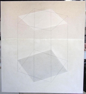 1974, 1996, 100×90 cm, plátno, akryl, tužka, Krychle, sig.