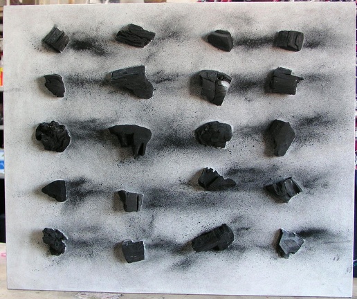 1993, 53,5×64,5 cm, sololit, uhlí, akryl, sig.
