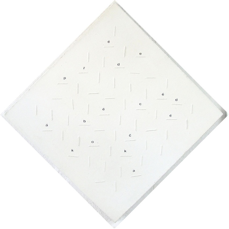 1969-70, 2006, 63×63 cm, plátno, akryl, tranzotyp, provázek, Horizontální systém, sig.