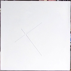 1970, 32,5×32,5 cm, plátno, akryl, provázky, sig., soukr. sb. 12