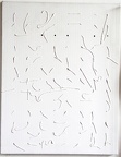 1970, 50×38 cm, plátno, perforace, provázky, akryl, sig., soukr.sb. 26
