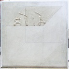 1975, 1977, 39×39 cm, sololit, dřevotříska,  akryl, tužka, Bílá, sig.