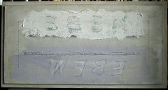 1976, 23×45 cm, akronex, sololit, akryl, dřevotříska, tužka, Nebe-eben, sig., soukr. sb. 160