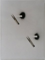 1980-89, 95×60,5 cm, šeps, prořezávané plátno, sprej, sig., sbírka J.Valocha NG Praha O 18267