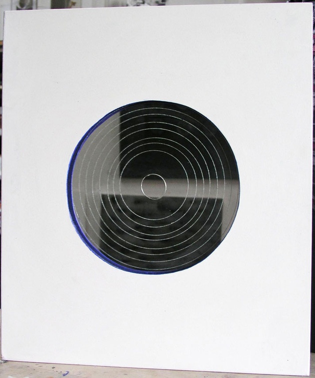 1998, 51×44 cm, sololit, akryl, dřevo, zrcadlo, sig.