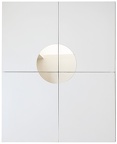 1997, 130×108 cm, deska, akryl, zrcadlo, Dělený kruh, sig.