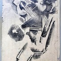 1966, 650×360 mm, frotáž grafitem, papír, sig.
