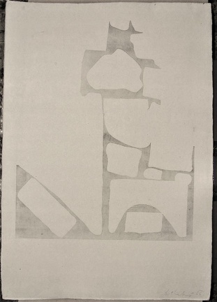 1966, 460×320 mm, reliéfní tisk, tiskařská barva, papír, kolážová grafika, sig.