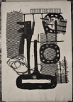 1966, 500×390 mm, reliéfní tisk, tiskařská barva, papír, kolážová grafika, sig.