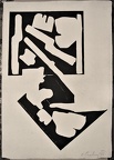 1966, 550×410 mm, reliéfní tisk, tiskařská barva, papír, kolážová grafika, sig.