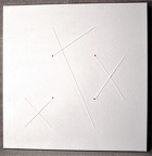 1970, 60×60 cm, plátno, perforace, provázek, akryl, sig., soukr. sb. 23