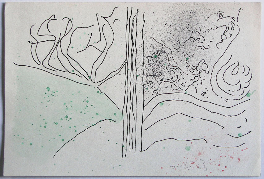 1963, 140×210 mm, tuš, akvarel, papír, sig., soukr. sb. 12